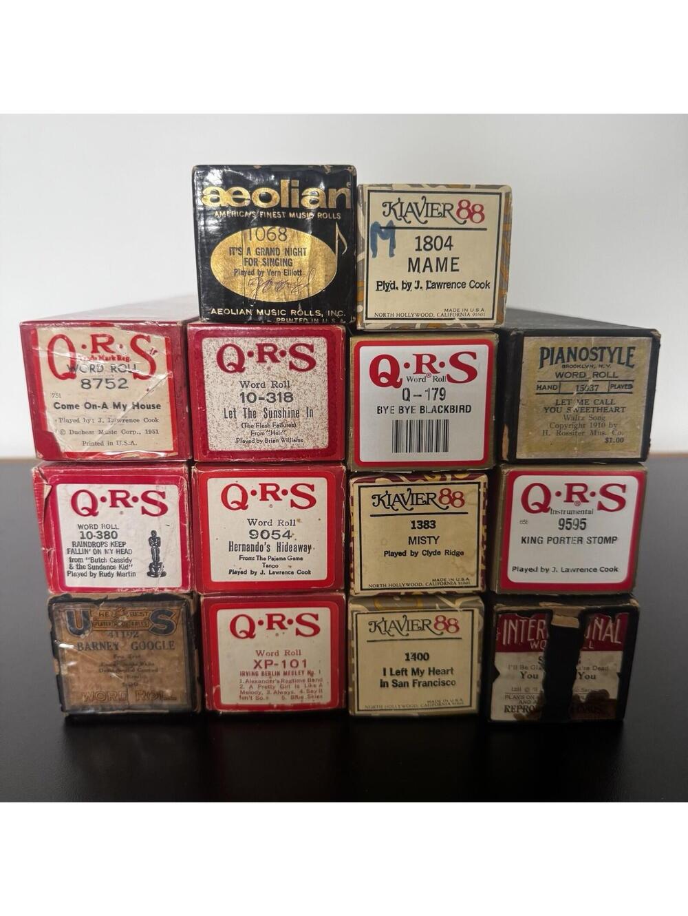 Player Piano Rolls Lot 14 QTRS Aeolian Kiavier Pianostyle Vintage Word Roll